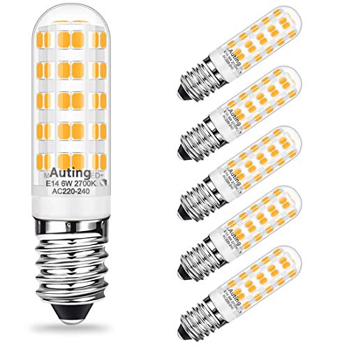 AUTING E14 Bombillas LED 6W, Bombilla E14 2700k Blanco Cálido, Equivalente a Halógeno 60W, 500 Lúmenes,No Regulable, Pack de 6 Unidades