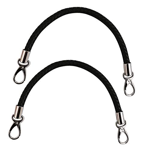 Aweisile Asas para Bolsos 2 Piezas Correa de Hombro de Piel Correas para Bolsos Monederos Tejidas Asas Negras con Metal Ganchos Giratorios Para Hacer Bolsos,40cm