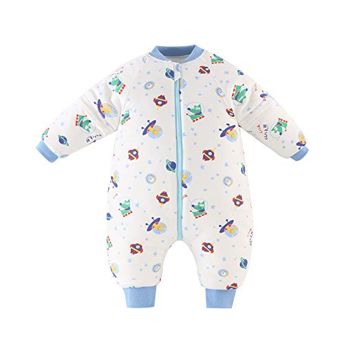 Bebé Saco de Dormir para Niños Niñas Manga Separable con Piernas Algodón Pijama Cremallera Mamelucos Mono Invierno Traje de dormir 0-1.5 años,Espacio(3.5Tog)