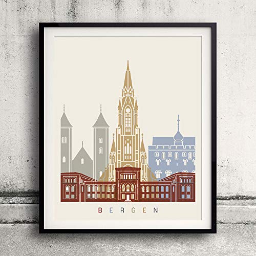 Bergen skyline poster Papel Fotográfico 50x70 cms