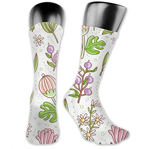 Bert-Collins Tulipanes de colores, margaritas y otras flores Calcetines personalizados para mujeres y hombres, medias medianas para correr, atlético, viajes, uso diario SCK-045