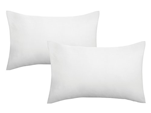 Biberna 0077144 Jersey de Fundas de Almohada de algodón 100% con Cremallera, Pack de 2, 40 x 60 cm, Color Blanco, 27 x 18 x 3 cm