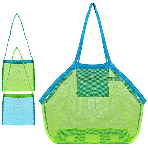 Bolso de asas de arena de la playa，Beach Mesh Bolsa de Tela，Bolsa de Almacenaje Juguetes de Playa，Plegable Herramientas de Dragado de Malla para Niños para los juguetes grandes y de la ropa