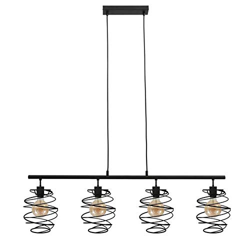 Briloner Leuchten Luz péndulo de 4 Foco, lámpara Colgante Retro/Vintage, Black Steel, 4X E27, máx. 60 vatios, Negra, 1110 x 210 x 1300 mm (Largo x Ancho x Alto)