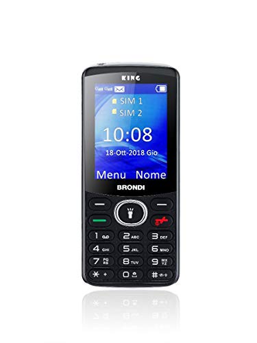 Brondi King 6,1 cm (2.4") Negro Característica del teléfono - Teléfono móvil (Barra, SIM Doble, 6,1 cm (2.4"), 1,3 MP, 600 mAh, Negro)