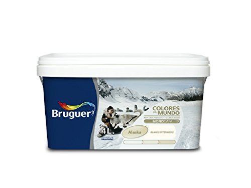 BRUGUER 5057355 Pintura PLÁSTICA Colores Mundo Alaska BCO.INT. 4 L, Negro