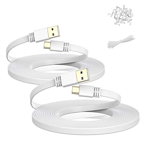 Cable de Alimentación Micro USB 9 Metro (2 Pack),Cable de Alimentación de Carga Micro USB Plano 9M,Cargador para Neos Smartcam,Yi CAM 8 10,Nest CAM,Cámara Blink XT XT2,Arlo Pro 2,Controlador Xbox One