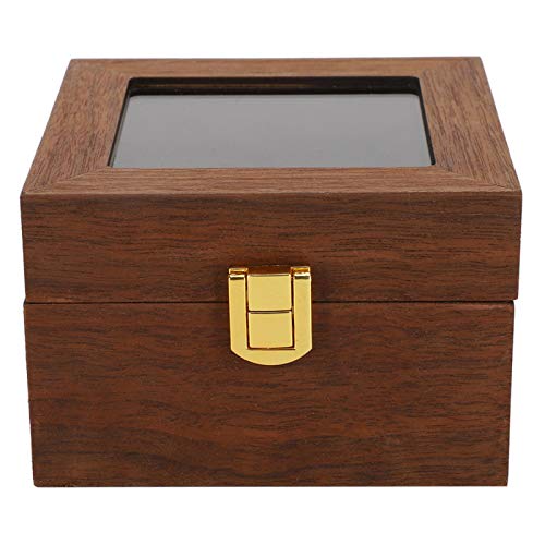 Caja de reloj de madera Caja de reloj de madera Sensación natural Color nogal negro Larga vida útil Cierre de hebilla cuadrada Accesorios de herrajes especiales de franela para preservar