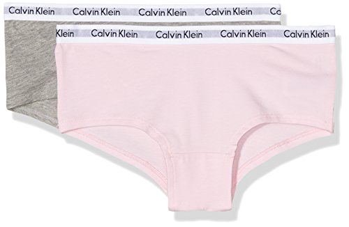 Calvin Klein 2PK Shorty Bragas, Gris (Grey Htr/Unique 901), 140-152 (Talla del Fabricante: 10-12) para Niñas