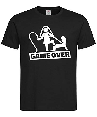 Camiseta Despedidas de Solteros y Solteras. Game Over. Diferentes Modelos, Colores y Tallaje. Despedidas locas. (Negro, S)