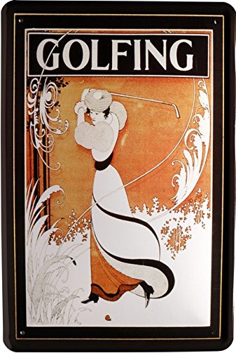 Cartel de Chapa Golfing jugadora Golf 20 x 30 cm Diseño Retro 1120