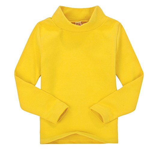 Casa Niños unisex Tops chica niña de manga larga camiseta de algodón cuello alto Tee variedad de colores (tamaño 2-6 años), Amarillo, 2 años
