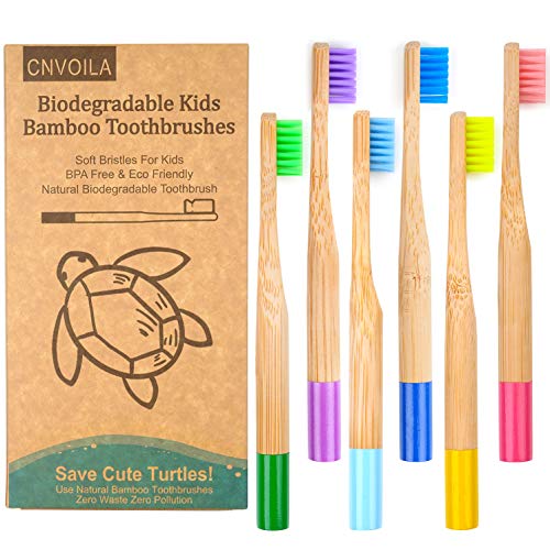 Cepillo de dientes de bambú, respetuoso con el medio ambiente, cepillo de dientes para bebés y niños, sin desperdicios, cepillo de dientes suave, 6 paquetes