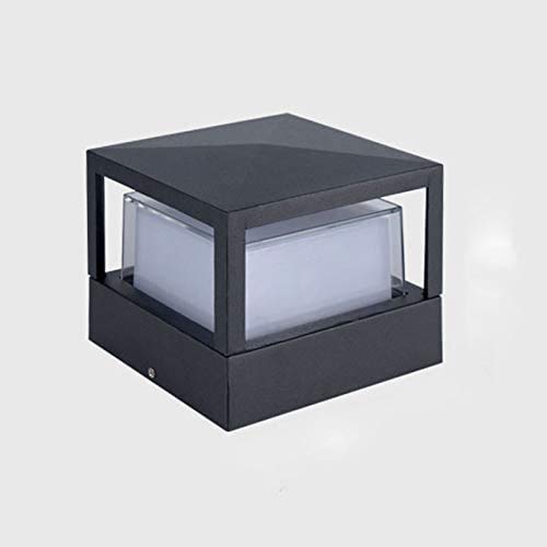 Classic Led Mini Outdoor Lamp, Modern Led 7W Bolardo de Luz Diseño de Cubo de Acrílico de Aluminio Negro Lámpara de Jardín Impermeable Lámpara de Camino Lámpara de Camino de Césped 3000K Luz Cálida