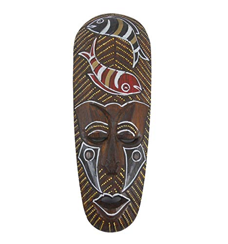 Coco Papaya - Máscara africana de madera, 30 cm, diseño de peces