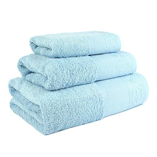 Confort Home M.T (Celeste) Juego de Toallas de baño 3 Piezas REGALITOSTV (1 Toalla de baño, 1 Toallas de Manos y 1 Toalla Cara) 100% algodón, Toallas Ligeras y absorbentes. (Celeste)