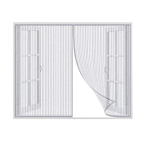 Cortina Mosquitera Magnética Para Puertas. Tejido Súper Fino Para Dejar Pasar el Aire.Cierre Magnético Automático Que Evita el Paso de Insectos. Fácil de Ensamblar-WHITE-160x175cm(63x69inch)