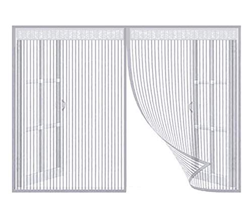 Cortina Mosquitera Magnética Para Puertas. Tejido Súper Fino Para Dejar Pasar el Aire.Cierre Magnético Automático Que Evita el Paso de Insectos. Fácil de Ensamblar-WHITE-160x175cm(63x69inch)