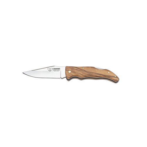 Cudeman Navaja Caza 310-L con Mango de Madera de Olivo, es Deportivo, Hoja de 8 cm, Herramienta Camping Pesca, Caza, Actividad Deportiva