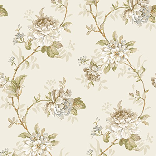 DansLemur 622-4 - Papel pintado TNT con flor rameada, color beige