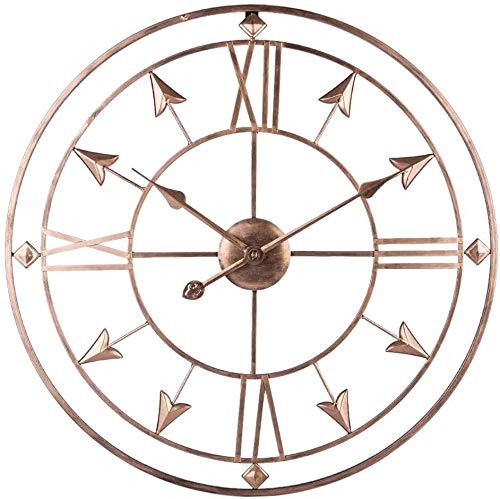 DBL Reloj de Pared Grande, de 60 cm XXL Arte de la Pared de Deco del Silencio for la Vida Oficina de Habitaciones - Tipo Flecha de Plata de la Vendimia Reloj de Pared (Color : Vintage Golden)