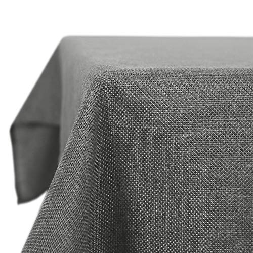 Deconovo Mantel de Mesa Rectangular Efecto Lino 130 x 280 cm Gris