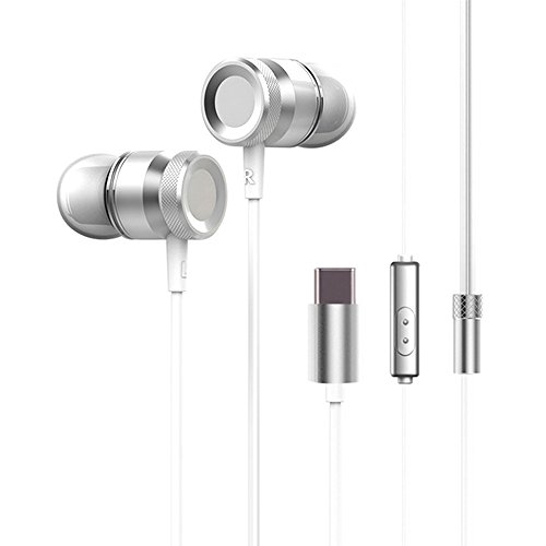 Docooler USB Type-C In-Ear Wired Metal Earphone Headset USB-C Earphone Earbuds In-Line Control w/Mic for 6 Note 3 Mix 2 Letv LeEco Le 2 3 Smartisan Pro Pro 2 Gray