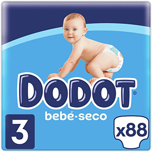 Dodot Bebé-Seco Pañales Talla 3, 88 Pañales, 6-10kg, Hasta 12h de Protección Anti-fugas