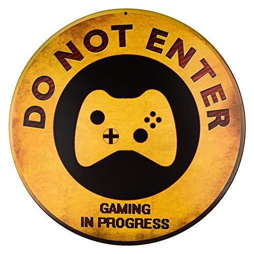 dojune-Do Not Enter Gaming in Progress - Cartel circular de metal retro rústico