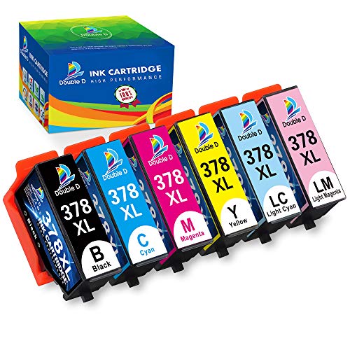 DOUBLE D 378XL - Cartuchos de tinta de repuesto para Epson 378 XL 378 para Epson Expression Photo XP-8500, XP-8505 y XP-15000 (6 unidades), color negro, azul, rojo, amarillo, azul claro y rojo