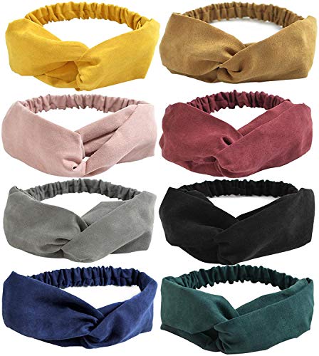 DRESHOW 8 Piezas Diadema Para Mujer Turbante Bohemia Elástico Cinta Banda para El Cabello Diadema Accesorios Para El Cabello