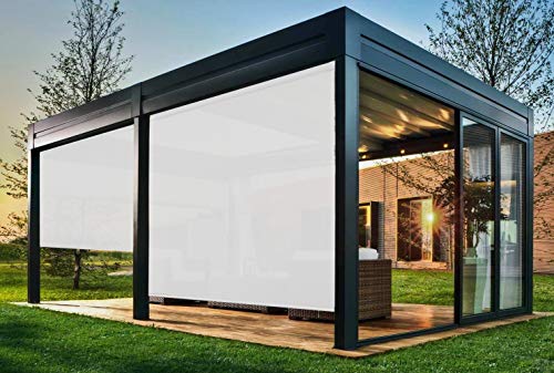 EB ESTORES BARATOS Persiana Enrollable Exterior Tecnoscreen/Bloqueo UV 70% / Microperforado (no Hace Efecto Vela). Medidas Ancho x Alto. Color: Blanco. Medidas: 158cm x 240cm