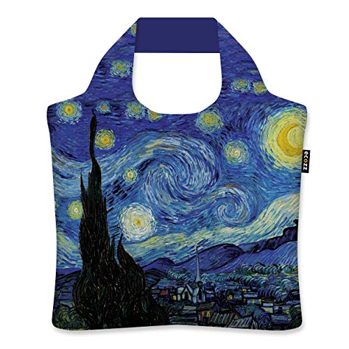 ecozz Starry Night Vincent Van Gogh - Bolsa de la compra plegable con cremallera, reutilizable, bolsa de mano, bolsa de playa, bolsa de la compra ecológica