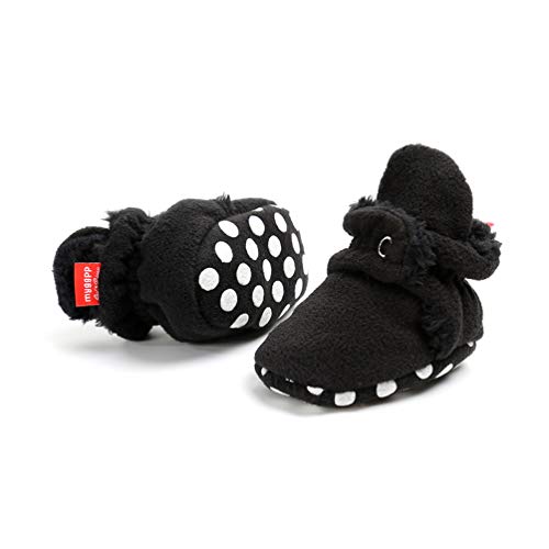 EDOTON Botas de Niño Calcetín Invierno Soft Sole Crib Raya de Caliente Boots de Algodón para Bebés (12-18 Meses, Negro, Tamaño de Etiqueta 13)