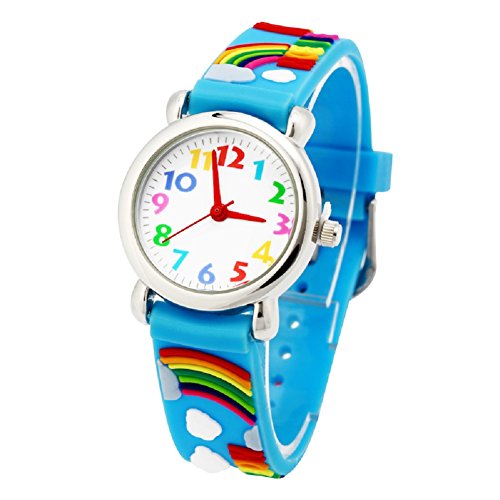 El Reloj de Niños de Vinmori, Reloj de Cuarzo con Dibujos Animados Bonitos de 3D a Prueba de Agua Regalo para Chicos Niños y Niñas Rainbow-Blue