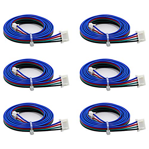 Electrely 6 Piezas Cables de Motor Paso a Paso Bipolares 1M XH2.54 Conector Cable 4pin-6pin para NEMA 17 Impresoras 3D Reprap CNC