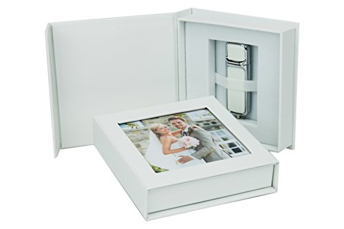 Elegantdisk Caja USB con ventana para fotos, color blanco