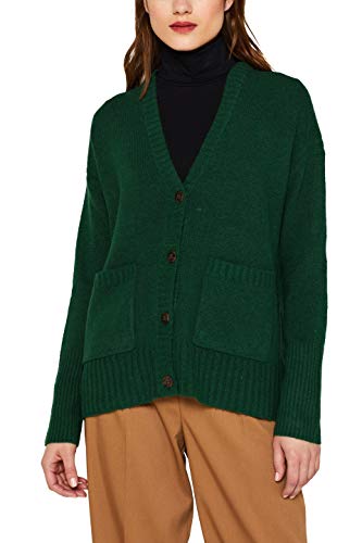 Esprit 099ee1i031 Chaqueta Punto, Verde (Bottle Green 5 389), Medium para Mujer