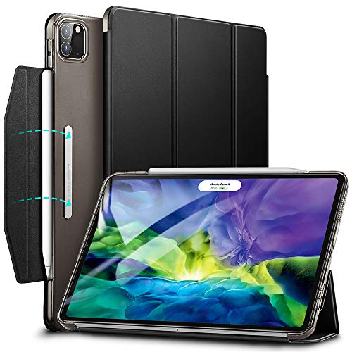 ESR Funda Tríptica Inteligente para iPad Pro 11" 2020（2da generación）[Automático Reposo/Actividad][Compatible Carga Inalámbrica Apple Pencil2][Funda Ligera con Soporte][Tapa Trasera Rígida],Negro