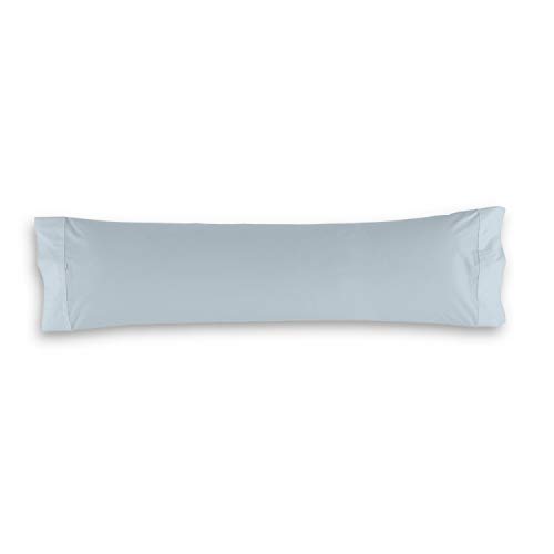 ESTELA - Funda de Almohada Combi Liso Color Azul Celeste - 1 Pieza de 45x155 cm - 50% Algodón-50% Poliéster - 144 Hilos