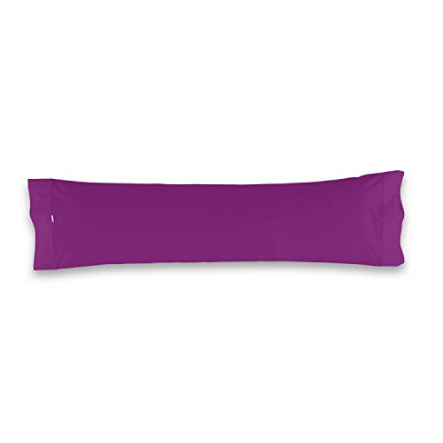 ESTELA - Funda de Almohada Combi Liso Color Morado - 1 Pieza de 45x110 cm - 50% Algodón-50% Poliéster - 144 Hilos