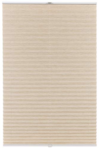 Estor plisado Klemmfix a medida para todas las ventanas de bambú, montaje hasta 27 mm, sin agujeros, color beige claro, bambú, ancho: 41-50 cm, alto: 201-250 cm