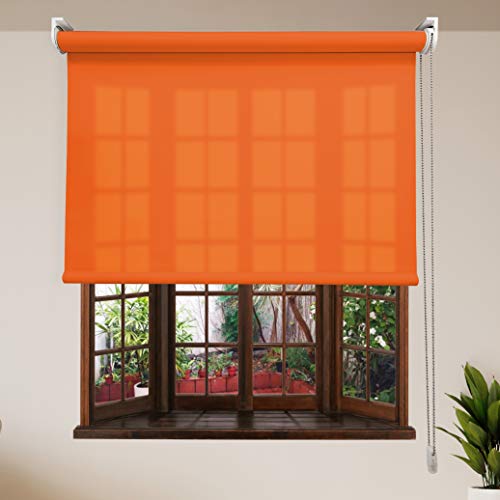 Estor TAMIZADOR LUMINOSO PREMIUM / Reduce la intensidad del sol y deja pasar mucha luz. Estor TRANSLÚCIDO enrollable. Elija su medida de ancho x alto. Color: Naranja. Medidas: 152cm x 270cm