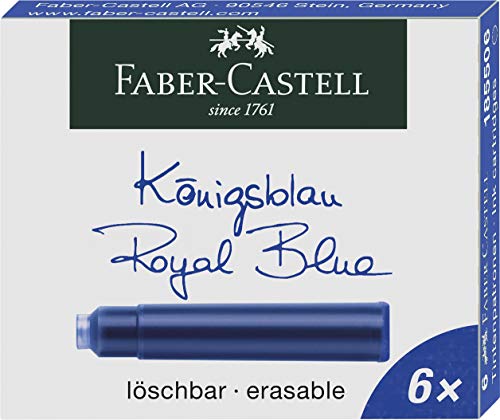 Faber-Castell 185506 - Cartuchos de Tinta estándar, 6 unidades), color azul