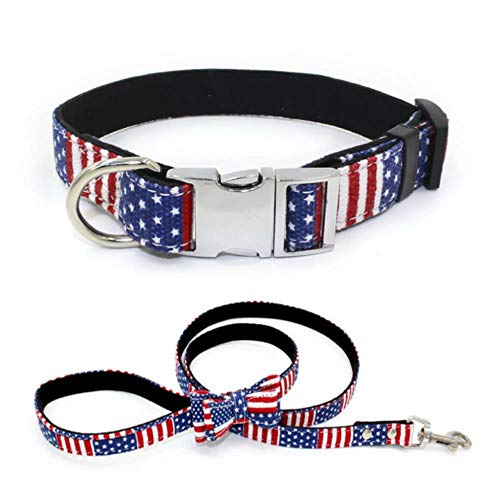 fafagogo2216gogo Correa De Perro Correa Para Collar De Perro Mascota Letras De Bowknot Bandera Floral Impresa Para Chihuahua Pug Pequeño Mediano Perro Grande   Calidad Nuevo, Bandera Azul Roja, S 2.0C