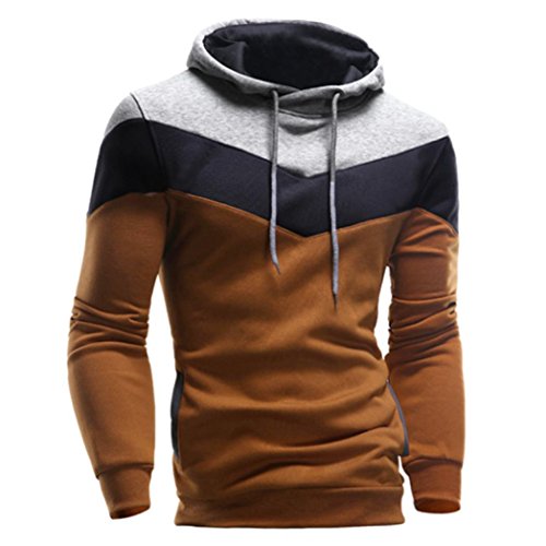 FAMILIZO Sudaderas con Capucha Hombre Chaqueta, Chaqueta de Las Sudaderas con Capucha de la Manga de Hombres Outwear Tops (M, Café)