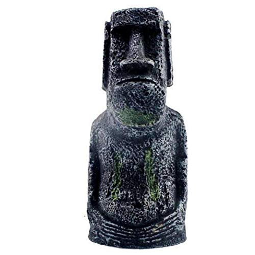 fedsjuihyg Acuario Antigua Isla De Pascua Stone Head Ornamento del Acuario Decoración Accesorios Material Durable De Resina Decoración para Acuarios (Grande) 1pc Partido Casero