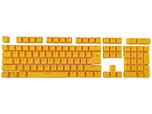 Feicuan Keycap PBT 104 Teclas Retroiluminado Keyset Perfil OEM Toque Mate Conjunto Completo de Teclas para Cherry MX Switches Teclado mecánico,Amarillo (Keycap con Extractor de Teclado)