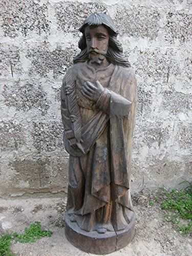 Figura de San José antiguo de madera maciza, altura de 99 cm