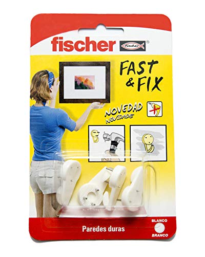 fischer Colgador 3 Puntas Fast & Fix (Envase de 4 Ud.), 534844, Blanco